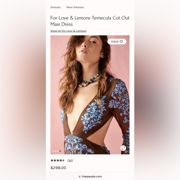 For Love and Lemons Temecula Cut Out Embroidered Lace Maxi Dress BLUE - Picture 12 of 12